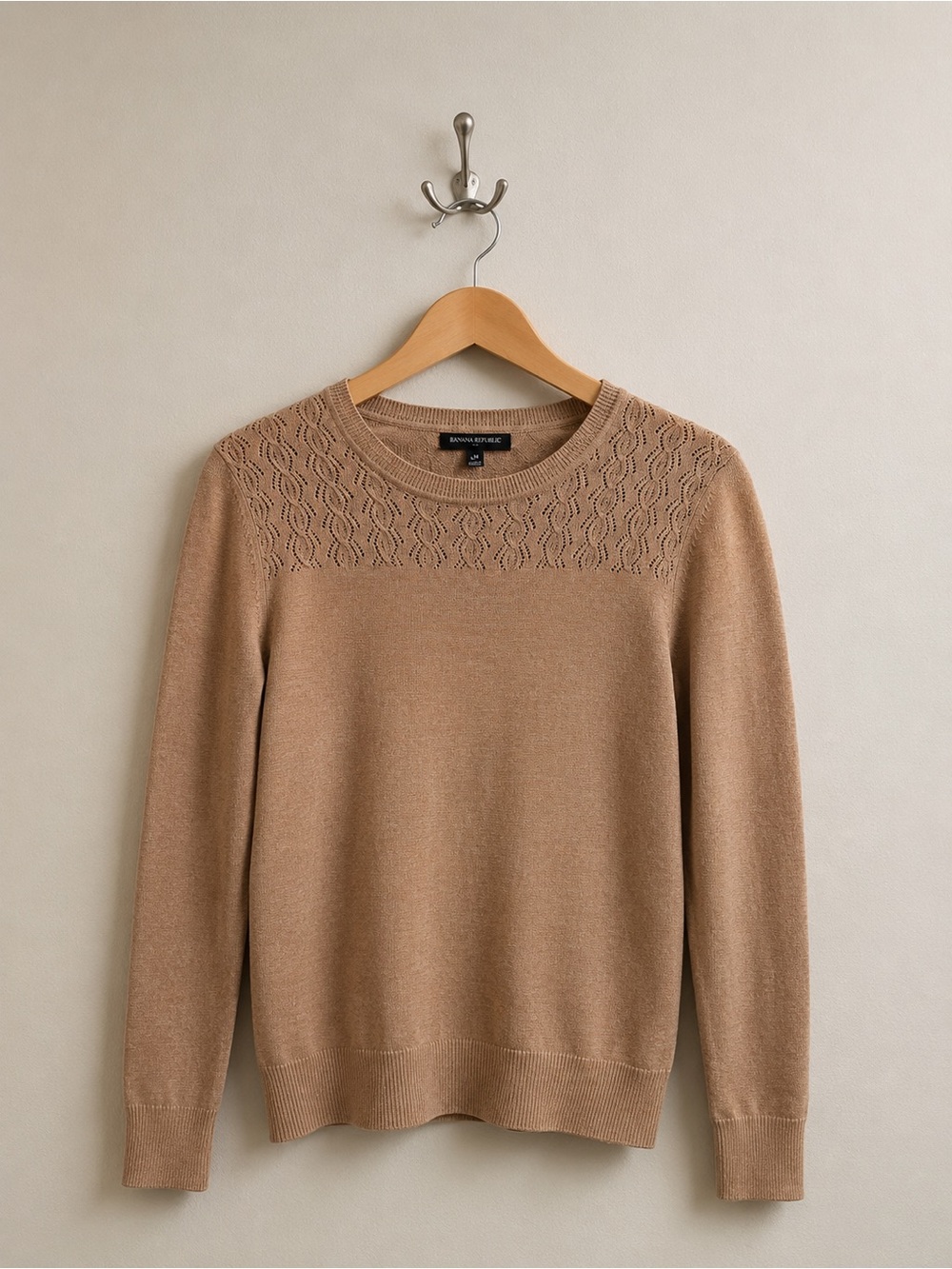 Banana Republic Factory Pointelle Yoke Sweater in Medium Petite